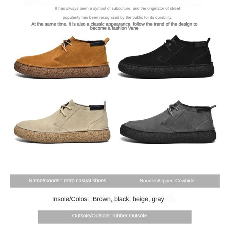 Men's Frosted Leather Suede Suede Mid Top Board Shoes Retro Casual Fashion Design Walking Ankle Boots Classic Lace-Up Comfort Non-Slip Sneakers2