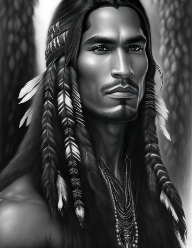 Affiches toile Strong Beautiful Native Man d'art au design culturel haut de gamme