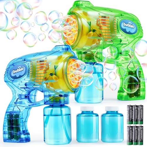 JOYIN (2 * 148 ml) 2 Seifenblasenpistole für Kinder mit Seifenblasenflüssigkeit, Seifenblasengebläse für Seifenblasen Party Geschenke, Geburtstag, Outdoor Indoor Aktivität, Sommer Spielzeug，Ostern