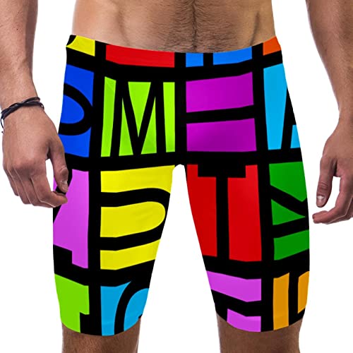 Bañador de niños tipo troncos de natación coloridos con diseño moderno de letras