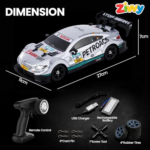Image of BigRemote Control Car Silver | 2.4G Remote Control Drift RC Car with 150m Range, Neon Lights & Music | Rechargeable RC Racing Toy |Best Gift for Boys & Girls 2 3 4 5 6 7 8+ Years