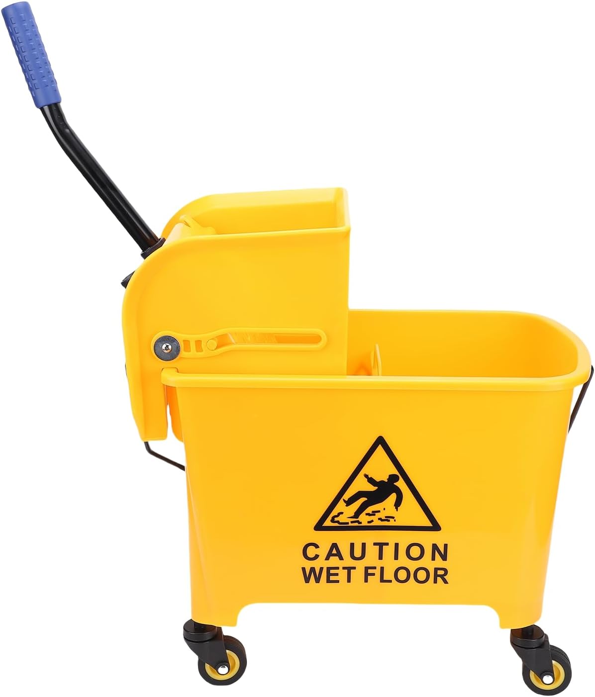 Eujgoov Mop Bucket, 20L Commercial Mop Bucket with Side Press Wringer and 360 Rotating Wheels, for Floor Cleaning in Restaurants Offices Industrial Sites
