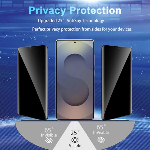 Image of [2+2 Pack] Privacy Screen Protector for Galaxy S25 Ultra 5G - 2 Tempered Film + 2 Camera Lens Glass, High Clarity, Bubble Free, Anti-Spy Protection - Scratch Resistant