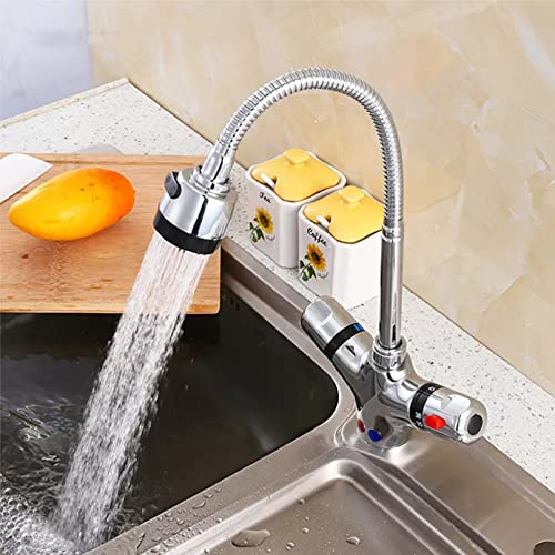 Robinet de cuisine thermostatique en laiton chromé avec mitigeur stable