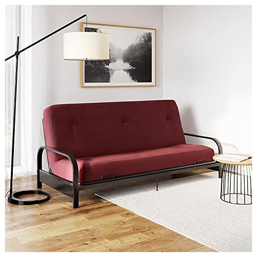 DHP Carson 6 Inch Thermobonded High Density Polyester Fill Futon Mattress, Red