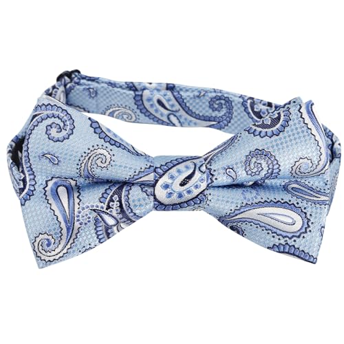 Image of Alizeal Mens 4pcs Vintage Paisley Bow Tie Set | Pre-tied Pocket Square Cufflinks Boutonniere for Wedding Everyday Use