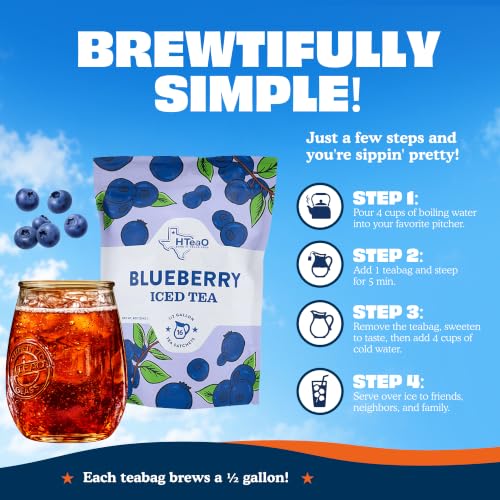 Image of HTeaO Iced Tea Bags - Makes 4 Gallons - Texas Style - Green Tea (Blueberry)
