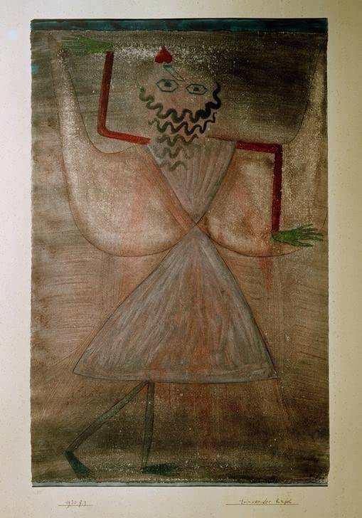 Impression Toile Paul Klee Ange qui boit affiche grand format 60x90cm pour decoration murale salon