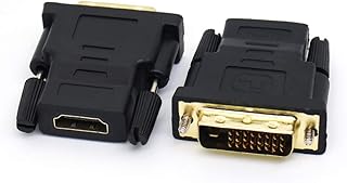 HDMI to DVI Adapter Gold Plated 1080P DVI Male to HDMI Female Converter Bi-Directional 24+1 DVI-D Port Converter, Black (2 of Pack)
