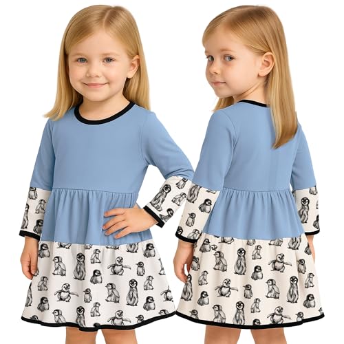 Organic Cotton Floral, Penguin and Hippo Animal Print Dress4