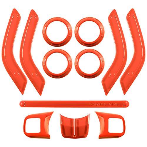 Opall Full Set Interior Decoration Trim Kit Steering Wheel& Center Console Air Outlet Trim, Door Handle Cover Inner For Jeep Wrangler Jk Jku 2011-2017 2 Door &4 Door (Orange 12Pcs) #TOP5