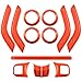 Opall Full Set Interior Decoration Trim Kit Steering Wheel& Center Console Air Outlet Trim, Door Handle Cover Inner for Jeep Wrangler JK JKU 2011-2017 2 Door &4 Door (Orange 12PCS)