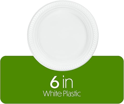 Miniatura 5 de PLASTICPRO 200 platos redondos de plástico blanco de 6 pulgadas, calidad premium, platos desechables ligeros para fiestas y bodas