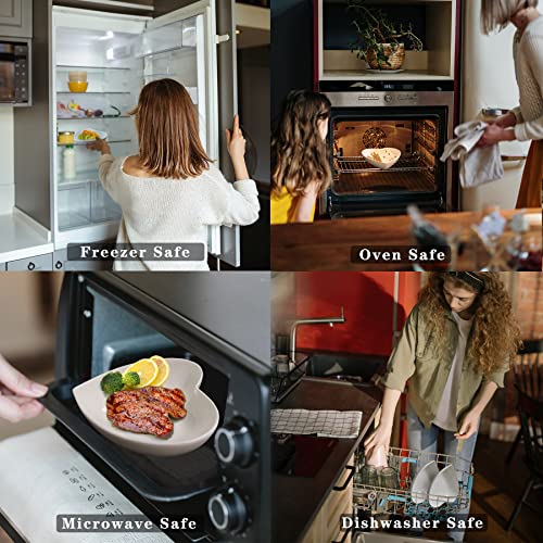 Keponbee 2Pcs Large Heart Shaped Bowls Set Porcelain Heart Shaped Dish White Deep Salad Bowl For Fruit/Pasta/Desserts/Baking Heart Cake Or Romantic Dinner, 9"+10" #TOP3