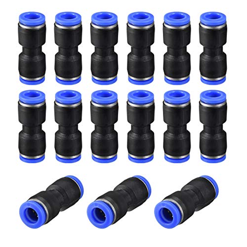 Image of sourcing map Straight Push Connectors,8mm OD,Plastic Straight Union,Push to Connect Tube Fitting,Push Fit Lock,Blue,20pcs