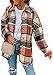 Damen Langarm Flanell Plaid Hemd Retro Casual Geknöpft Hemd Jacke Cardigan Blended Plaid Revers Knopf Kurzmantel mit Tasche Gr. 42, 02