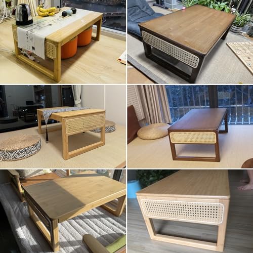 Table chabudai en bois véritable table basse rectangulaire couleur bûche - 5