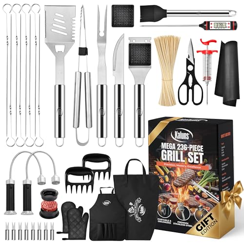Image of Kaluns 236 PCS Ultimate Grill Master Gift Set - Complete BBQ Accessories Kit with Virtually Everything Needed for Grilling, Smoking & BBQ