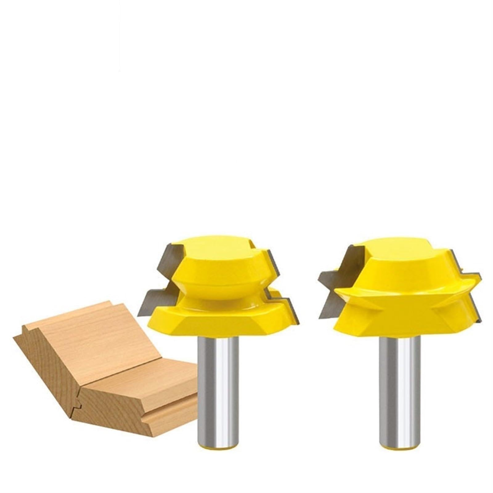 Mswgjyrq One Color Router Bit Carving Machine Woodworking Cutter Block Barrel High-Grade 1/2 Shank 2-Piece Set Octahedron Mortise And Tenon