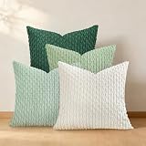 Joymaison Fundas Cojines 45x45 Juego de 4 Rayas Verde Corduroy Boho