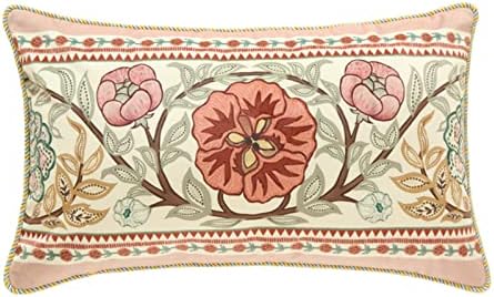 patdrea Decorative Rectangle Throw Pillow Covers, Linen Farmhouse Throw Covers 12"x 20",Vintage Floral Throw Pillow Case for Couch Sofa Bed Living Room