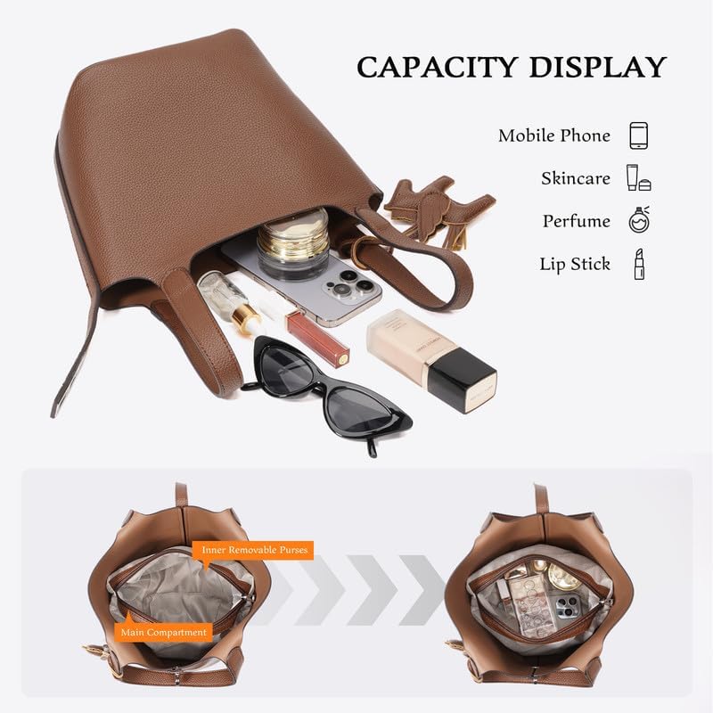 Tote Bag for Women Satchel Bag for Women Shoulder Handbag Bucket Purse Clutch Bags for Work Evening Black - Image 5