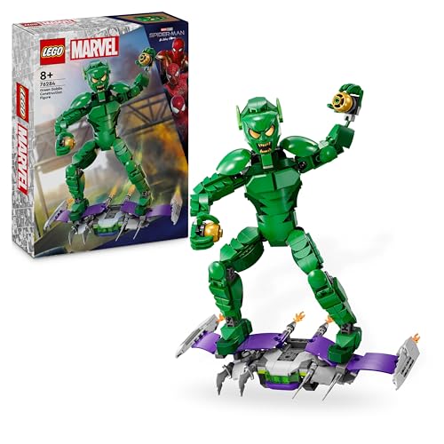LEGO Marvel Figura para Construir: Duende Verde Articulada, Juguete de Construcción de Supervillano con Deslizador y Bombas-Calabaza, Regalo para Niños y Niñas de 8 Años o Más 76284