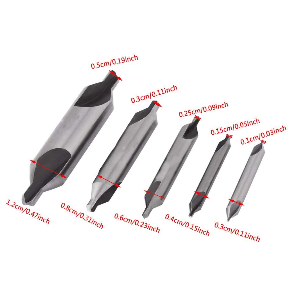 Forets Centraux 10 PCS, Forets à Fraiser Centraux Composites, Angle De Fraisage Standard De 60 °, Outils De Fraisage HSS Pour Tour et Travail Des Métaux