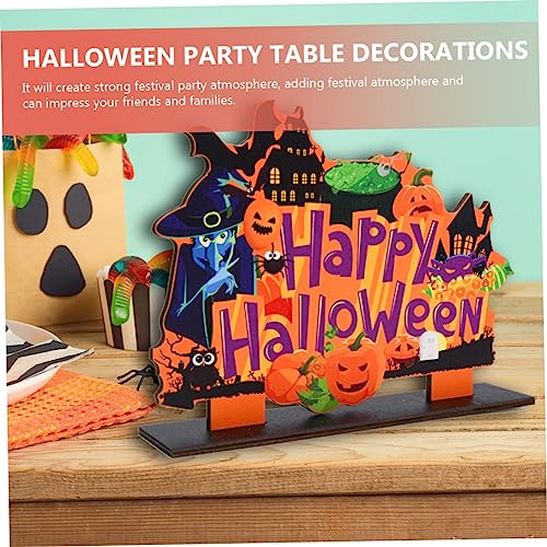 Adornos de madera de Halloween PRETYZOOM de 2 piezas para interiores de casa 3