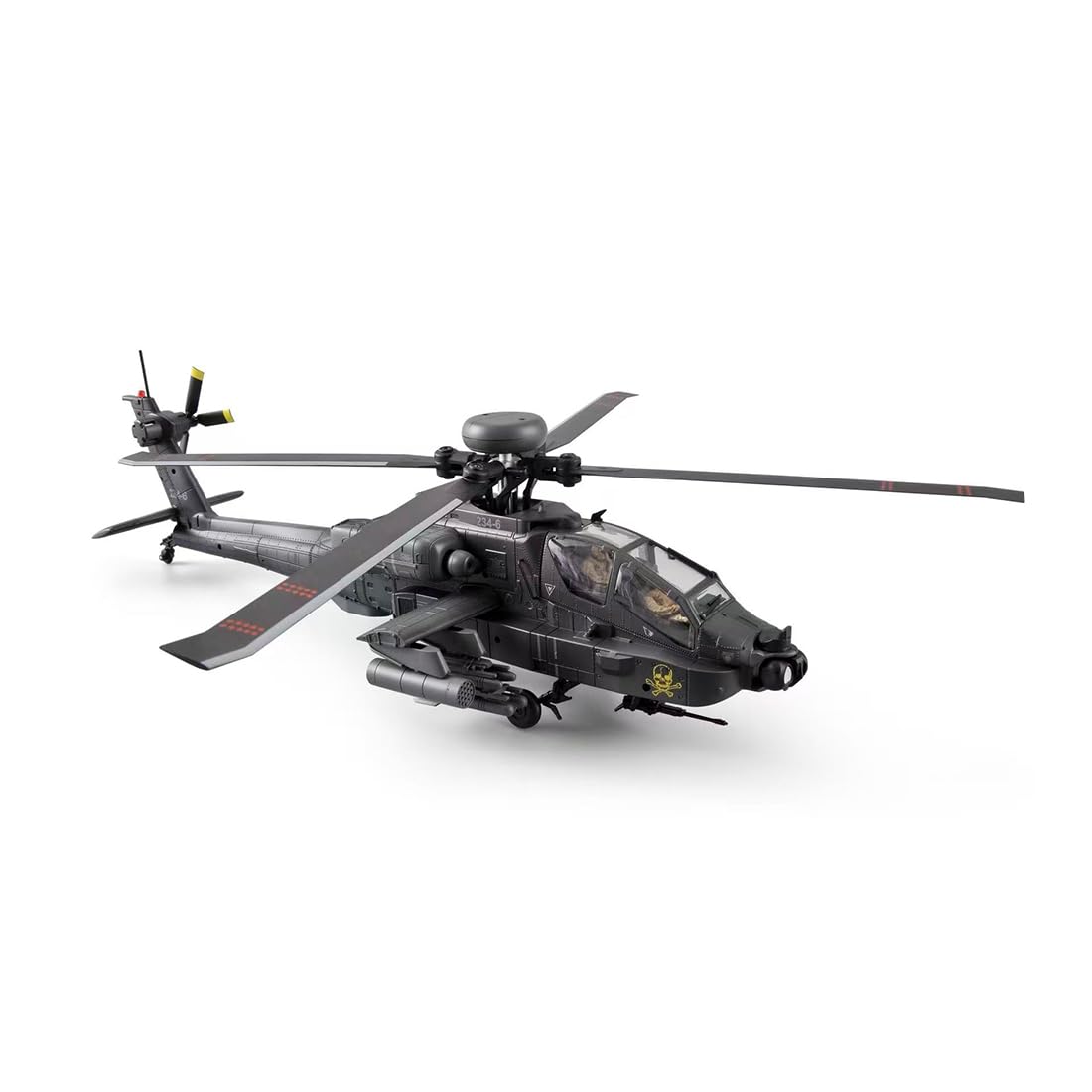 NULA RC-ERA C170 AH-64D RC Hubschrauber 1:48 Flybarless Militärflugzeug, 2,4G 6CH Mit Optical Flow Positionierung, Höhenhaltung Brushless Motor,Inverted Flight-Dunkelgrau/4 Akkus