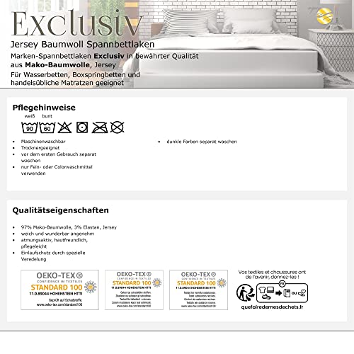 aqua-textil Exclusiv Spannbettlaken 200x220-220x240 cm Natur Jersey Baumwolle 230g/qm Spannbetttuch Elastan Laken – Ansicht 5