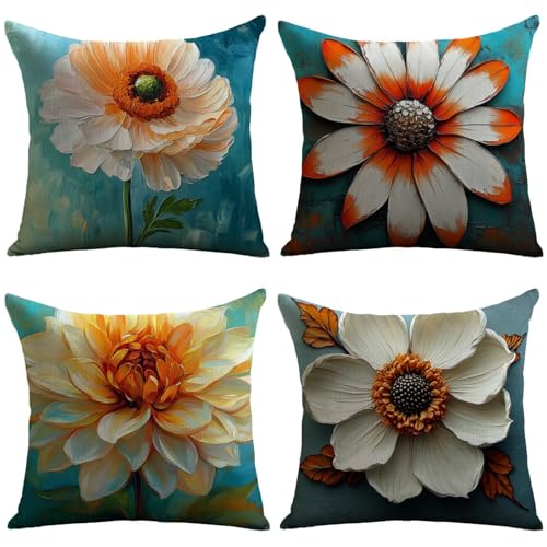 Cuscini Esterno Blu Federe Cuscini Divano 40x40cm Cuscino Divano Fiore Velluto Copricuscini Decorativi Doppia Faccia Stampa Fodera per Cuscino per Sedia Camera da Letto Arredo Esterni Giardino JL-81