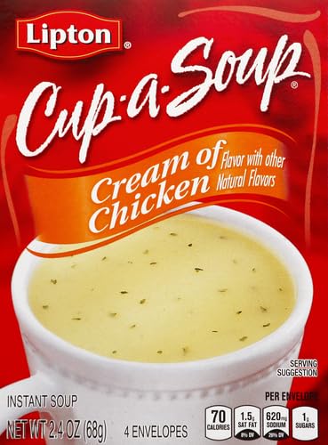 SOUP SECRETS Lipton Instant Soup Cream of Chicken 4 Count For a Warm Cup of Soup Only 60 Calories Per Serving 2.4 oz