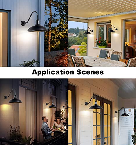 Image of 18 inch Large Barn Light with Gooseneck, Outdoor /Indoor Wall Mounted, Industrial Exteior Waterproof Light Fixture for Farm, Warehouse, Storefront, Sign Lighting