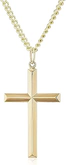 RIVETING JEWELRYRIVETING JEWELRY 24K Gold Chain Style Cross Pendant Necklace Strong Clasp for MEN 24ct 3MM Thin for Charms Miami Cuban Link Diamond Cut Religious Beveled Edge