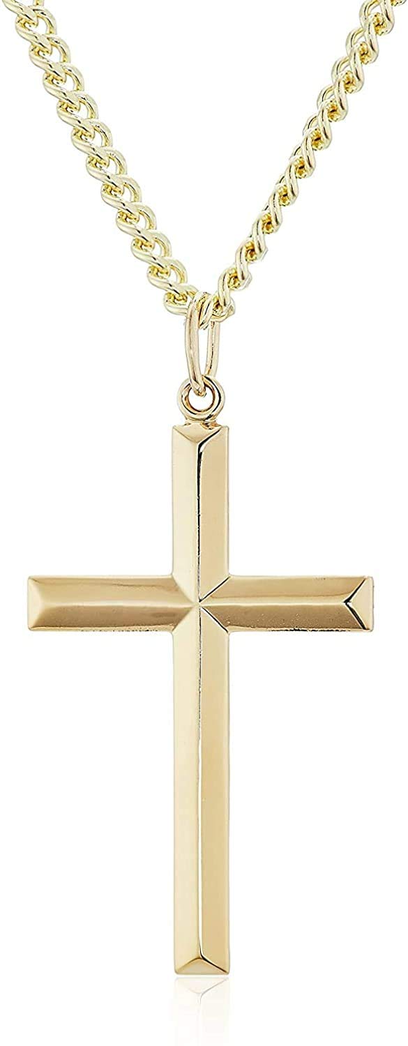 RIVETING JEWELRYRIVETING JEWELRY 24K Gold Chain Style Cross Pendant Necklace Strong Clasp for MEN 24ct 3MM Thin for Charms Miami Cuban Link Diamond Cut Religious Beveled Edge