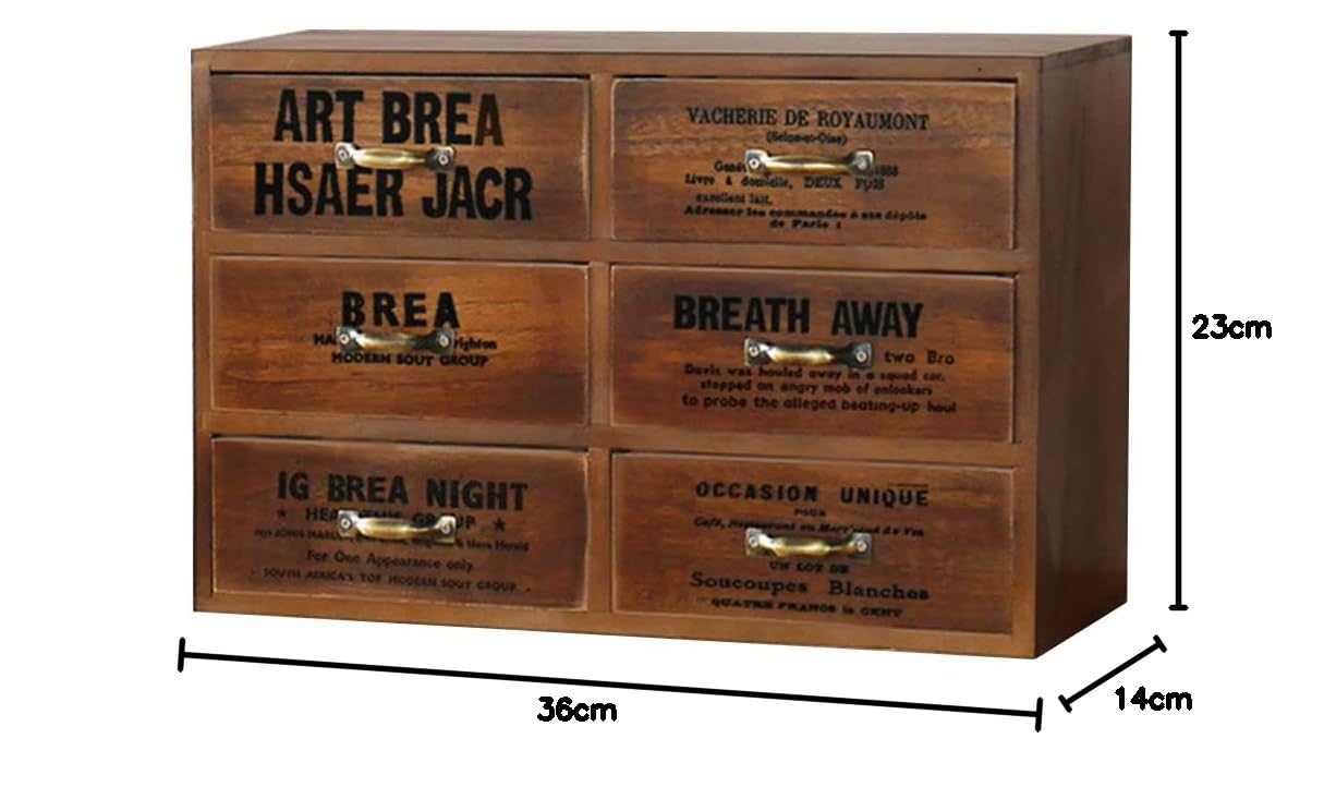 Amazon｜BREA-1719 木製 ミニチェスト 6 引き出し 小物入れ