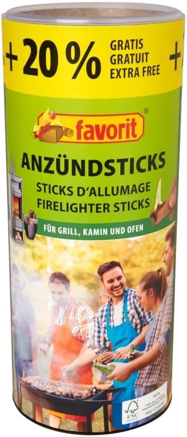 Favorit1257 natural wood lighter; practical lighters made of real wood and wax, particularly burning strong and easy to use; in practical storage box, pack of 100 + 20% free