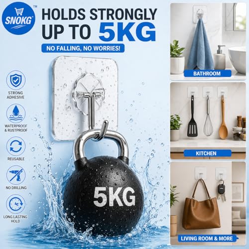 Image of Self Adhesive Wall Hooks for Hanging | Transparent Waterproof Strong Hooks | No Drill Heavy Duty Wall Hanging Hook for Kitchen, Bathroom & Home (Flower Hook- 5 Count)