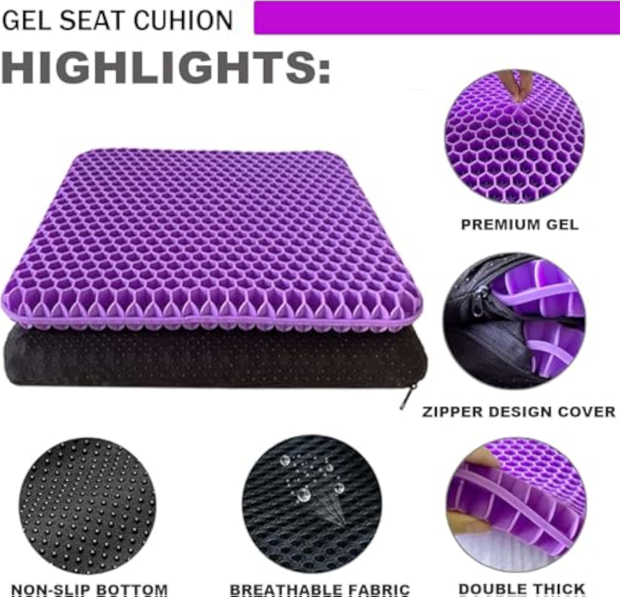 Honeycomb Gel Cushion for Tailbone & Sciatica Support