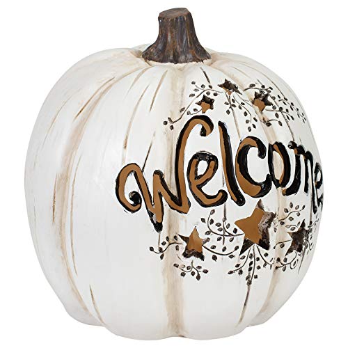 Mark Feldstein & Associates GBPKWR Welcome Led Pumpkin White 7 X 7 Resin Stone Halloween Collectible Figurine thumb #3
