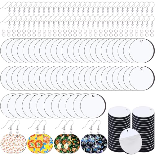 Duufin 120 Pcs Sublimation Earring Blanks with Earring Hooks and Jump Rings