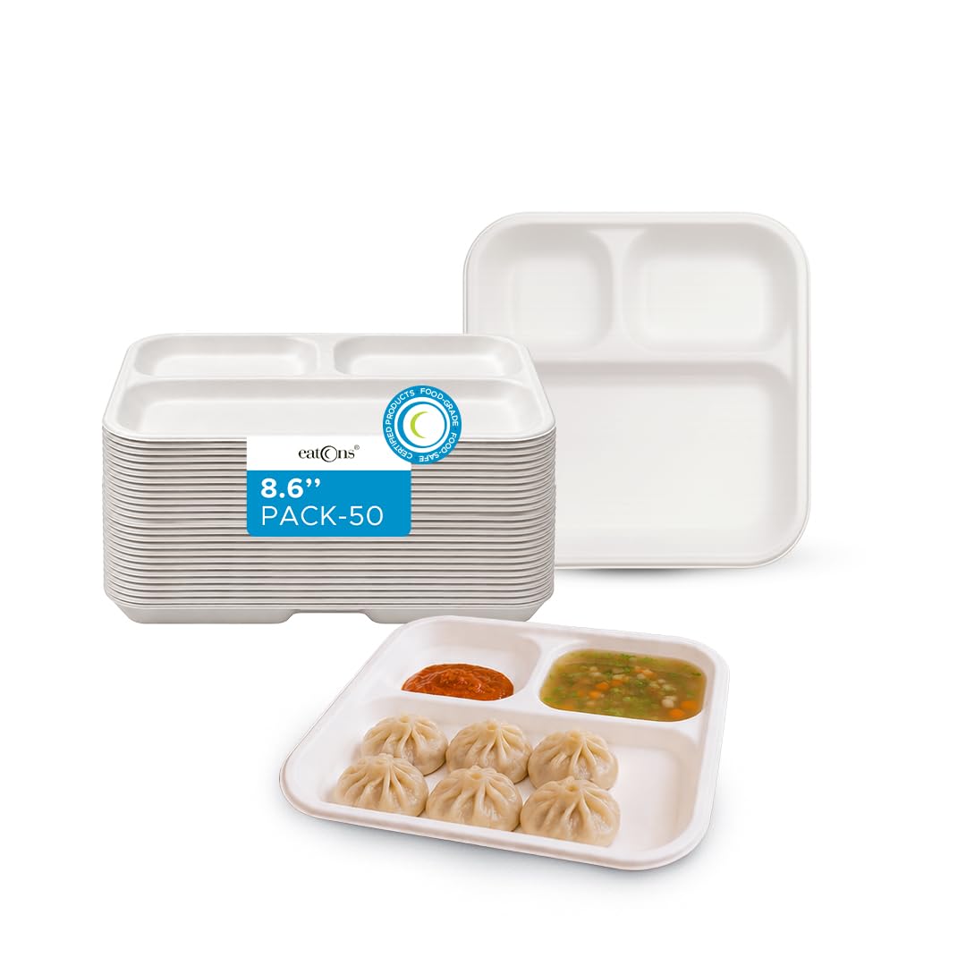 EATONS Bagasse Thali Tray - 25 Pack -16