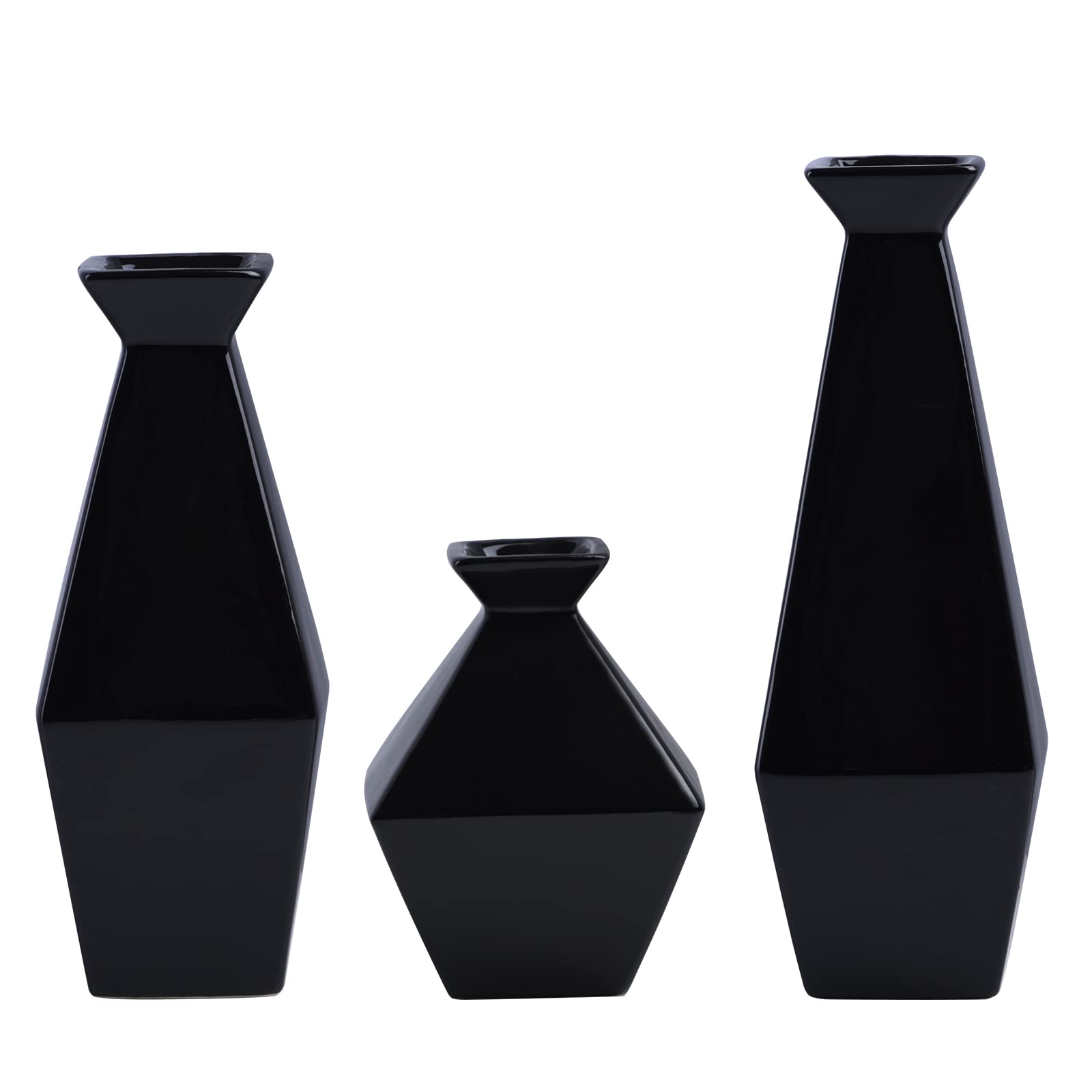 YunduCeramic Vase Set of 3 - Perfect for Home, Office and Entryway Décor, Black Vases for Modern & Rustic Living Room Décor, Minimalist Home Décor. Ideal Centerpieces or Pampas Flower Vases