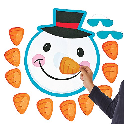 Pin The Nose on The Snowman Christmas Holiday Party Game with Blindfold & Instructions