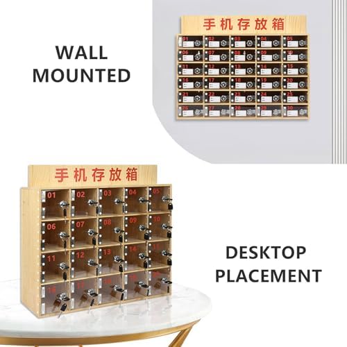 Wooden Cell Phone Locker Box - 6-40 Slots, Wall-Mounted Secure Storage Cabinet with Door Locks & Keys, Acrylic Phone Organizer for Offices, Events, Schools & Businesses