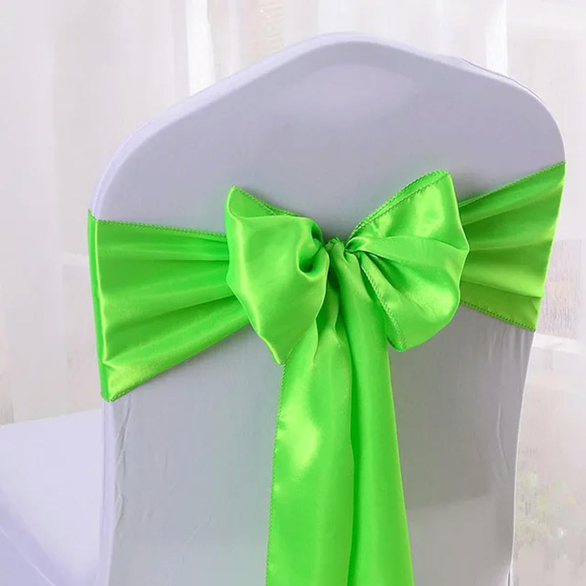 WTQZFRNSB Satin Bow sash for Chairs, Satin Chair Sashes with Bows, Wedding Reception Chair Cover, Restaurant Event Decoration, Banquet, Party, Hotel Event Decoration-Red(Blue Sky)/11668(Fruit Green)