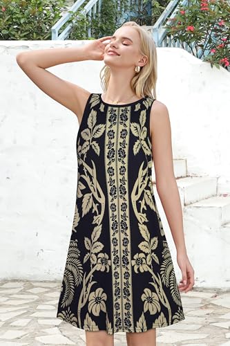 Image of Summer Dresses for Women Beach Boho Sleeveless Vintage Floral Flowy Pocket Tshirt Tank Sundresses 2026