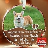 Fastpeace Personalized Wings Memorial Dog Christmas Ornaments - Forever in Our Hearts Acrylic Ornament for Your Loss Pet - Custom Photo, Name, Years (Glass Memorial Dog)