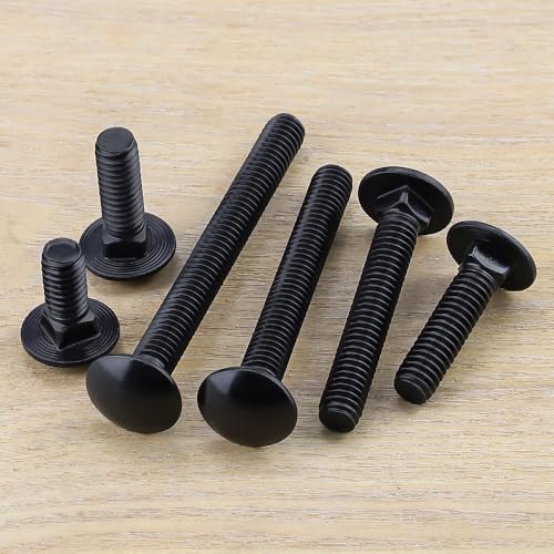 Image of 5 /16-18 x 2-1 /2 inch Black Steel Carriage Bolts, 304 Stainless Steel 18-8, Round Domed Head Square Neck Carriage Bolts Screws, Coarse Thread UNC, 10 PCS